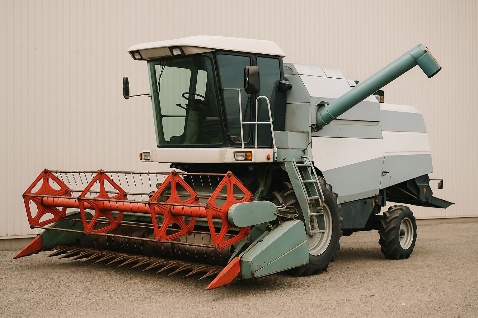 Lantbruksmaskin med åtgärder: oljebyte, filter och kontroll